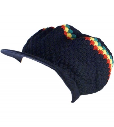 Skullies & Beanies Rasta Knit Tam Hat Dreadlock Cap. Multiple Designs and Sizes. - Large Round Navy/Red/Yellow/Green- With Br...