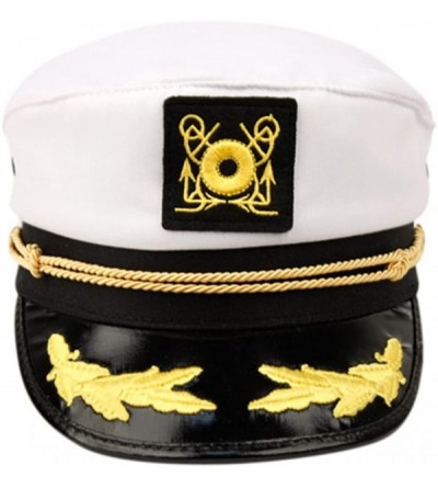 Newsboy Caps Adult Yacht Captain Hat- One size- Gold & White (1 Hat) - CK1846MXNH2 $12.69