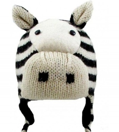 Skullies & Beanies Animal Hat Wool Fleece Lined Trapper Beanie Cap Adult Teenagers - Zebra - CC11HNUX4F5 $22.64