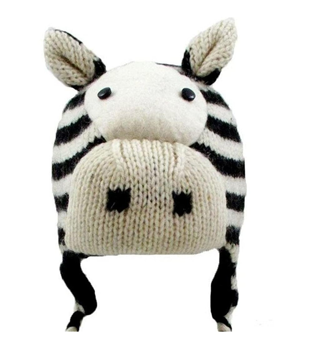 Skullies & Beanies Animal Hat Wool Fleece Lined Trapper Beanie Cap Adult Teenagers - Zebra - CC11HNUX4F5 $22.64