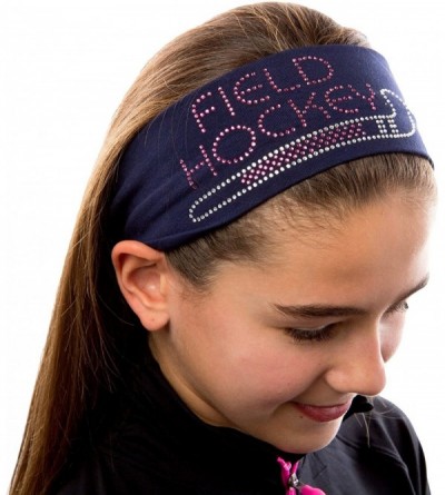 Headbands Field Hockey Rhinestone Stretch Headband for Girls- Teens and Adults - Hot Pink - CX11QC7QULP $8.90