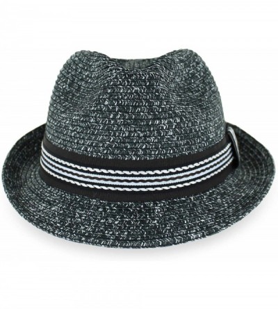 Fedoras Belfry Men Women Summer Straw Trilby Fedora Hat in Blue Tan Black - Luzblkmix - CJ18LQO6MD0 $42.52