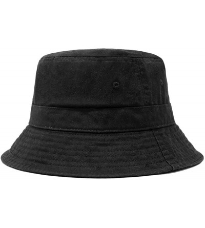 Bucket Hats Cotton Bucket Hats Unisex Wide Brim Outdoor Summer Cap Hiking Beach Sports - Black - CK18EIXZDW4 $21.97