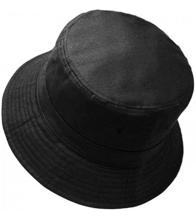 Bucket Hats Cotton Bucket Hats Unisex Wide Brim Outdoor Summer Cap Hiking Beach Sports - Black - CK18EIXZDW4 $8.06