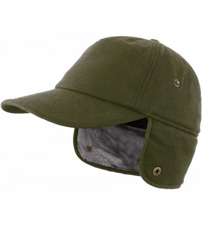 Baseball Caps Men's Winter Baseball Cap with Earflaps Fleece Lined Trapper Hunting Hat - Army Green - CC1939L7SG4 $30.10