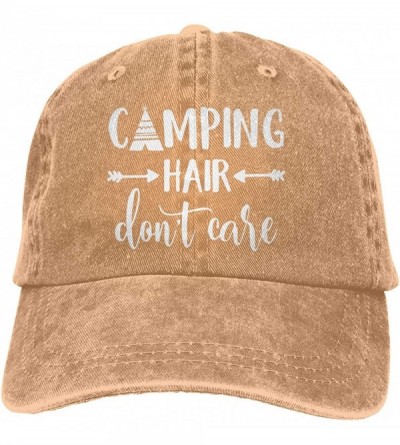 Baseball Caps Unisex Camping Hair Don t Care 1 Vintage Jeans Baseball Cap Classic Cotton Dad Hat Adjustable Plain Cap - Natur...