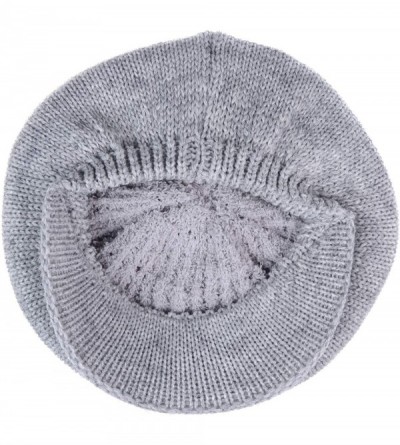 Skullies & Beanies Womens Winter Visor Cap Beanie Hat Wool Blend Lined Crochet Decoration - Heather Grey Lines - C918WCI6MR2 ...