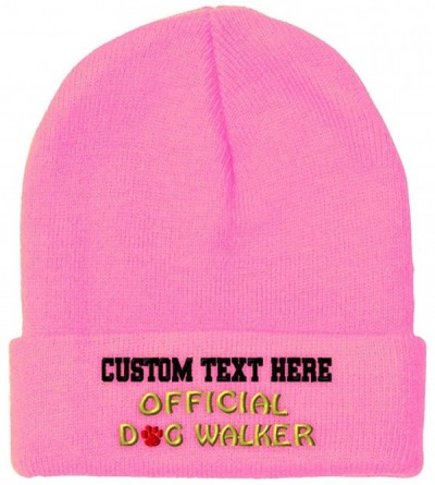 Skullies & Beanies Custom Beanie for Men & Women Official Dog Walker Embroidery Skull Cap Hat - Soft Pink - CP18ZWONS36 $29.59