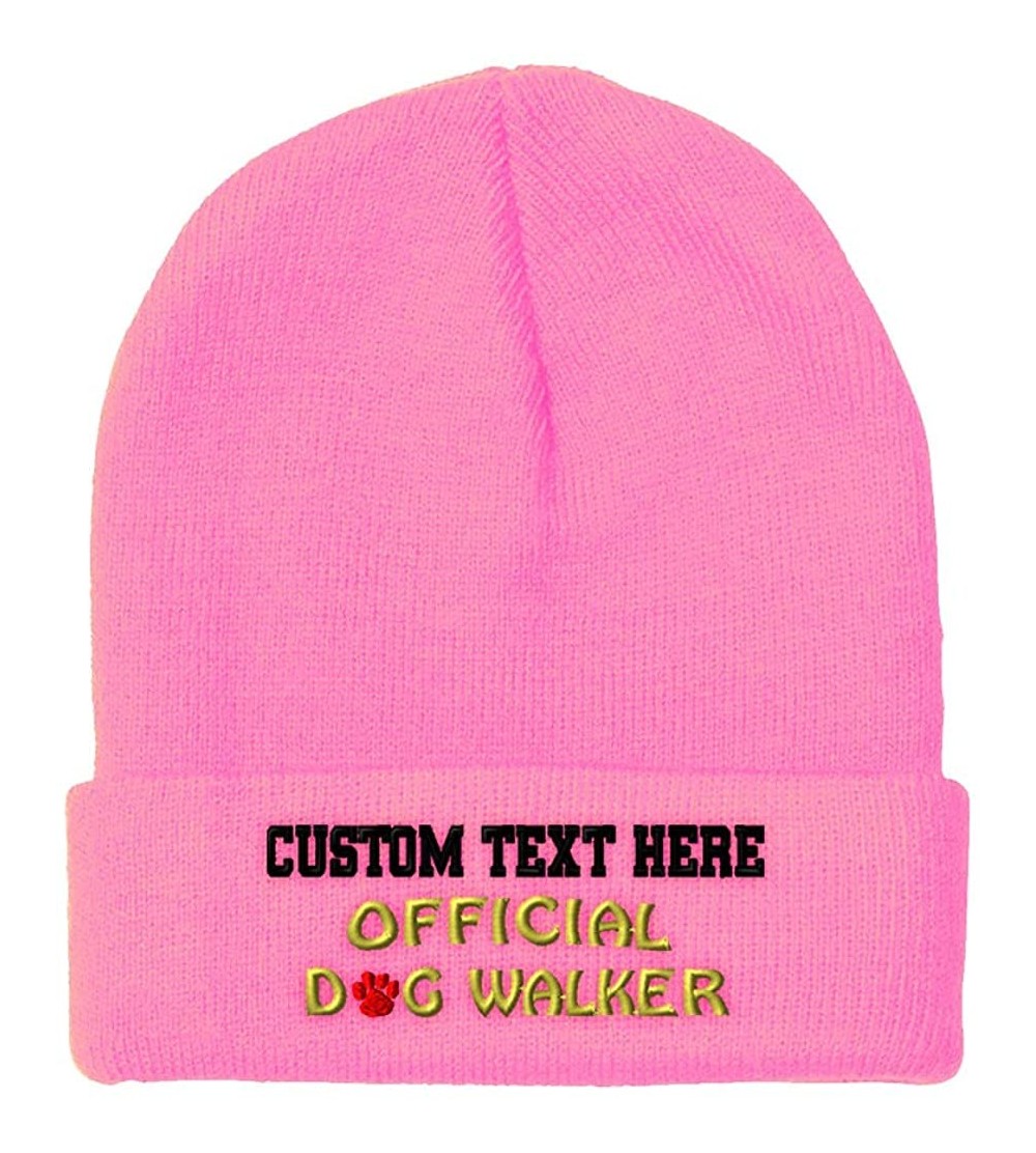 Skullies & Beanies Custom Beanie for Men & Women Official Dog Walker Embroidery Skull Cap Hat - Soft Pink - CP18ZWONS36 $13.55