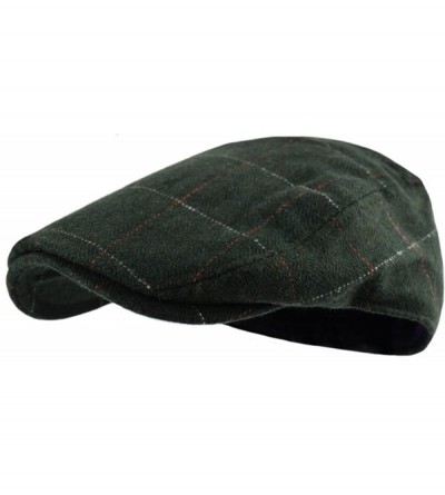 Newsboy Caps Men's Classic Herringbone Tweed Wool Blend Newsboy Ivy Hat (Large/X-Large- Charcoal) - Green Plaid - CO18CIWZESS...