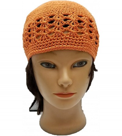 Skullies & Beanies Kufi Hat Skull Cap Islamic Muslim Prayer Hat Skull Chemo Cap Beanie Hats Turban - Orange - C918HECRXSD $12.61