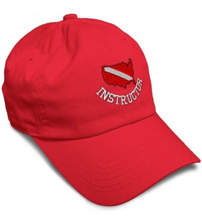 Baseball Caps Soft Baseball Cap Scuba Diving Instructor B Embroidery Dad Hats for Men & Women - Red - CQ18ZG3Z4E7 $17.93