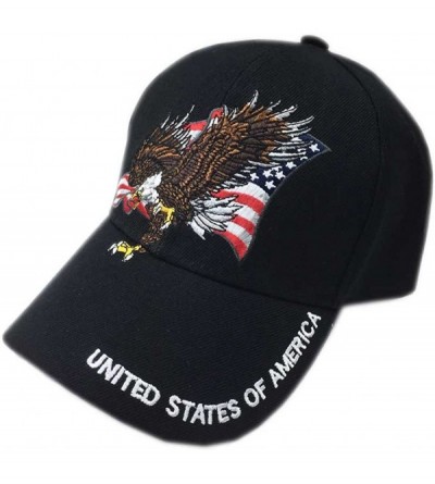 Baseball Caps Patriotic 3 D Embroidered United States of America Design Flag Cap Hat - Black - CK17YD07H2Q $13.23