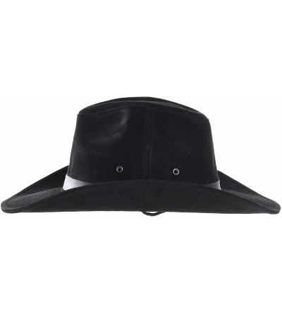 Fedoras Suede Indiana Jones Hat Outback Hat Fedora with Cord CD8858 - Black - CV188C3WGK9 $33.08