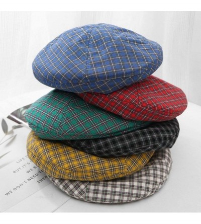 Berets Cotton Vintage Plaid French-Beret Hat Painter-Beanie for Women - Green - CC18U8455NW $12.07