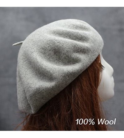 Berets 100% Wool French Style Casual Classic Solid Color Wool Beret Hat Cap - Light Purple - CZ12N43S856 $10.15