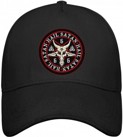 Baseball Caps Unisex Hail Satan Goat 666 red Logo Flat Baseball Cap Fitted Style Hats - Hail Satan Goat-11 - CN18T2ODL93 $14.62