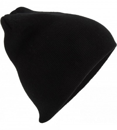 Skullies & Beanies Plain Basic Knitted Winter Beanie Hat - Black - CM11E5O024D $7.89