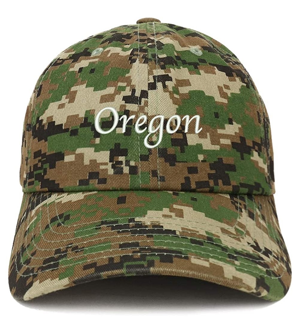 Baseball Caps Oregon Embroidered 100% Cotton Adjustable Cap Dad Hat - Digital Green Camo - CO18SUCY6K5 $17.96