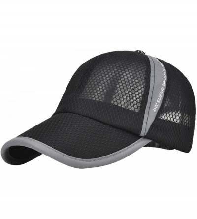 Sun Hats Unisex Mesh Tennis Cap Outdoor Anti-UV Quick Dry Adjustable Running Baseball Hat - Black - CG18RW3NKA7 $11.71