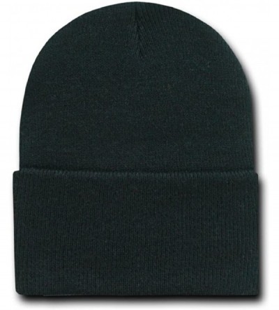 Skullies & Beanies 12 Inch Long Cuffed Knit Beanie Ski Cap (One Size- Black) - C8110QT56L5 $12.15