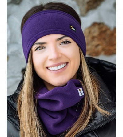 Cold Weather Headbands Canadian Handmade Unisex Triple-Layer Micro Fleece Headband - Dark Purple - CT18HE5Q6IZ $17.13