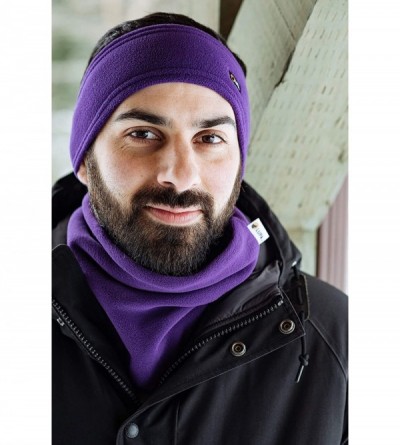 Cold Weather Headbands Canadian Handmade Unisex Triple-Layer Micro Fleece Headband - Dark Purple - CT18HE5Q6IZ $17.13