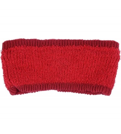 Cold Weather Headbands Womens Chic Cold Weather Enhanced Warm Fleece Lined Crochet Knit Stretchy Fit - Wave Red - C6184KAEMCW...