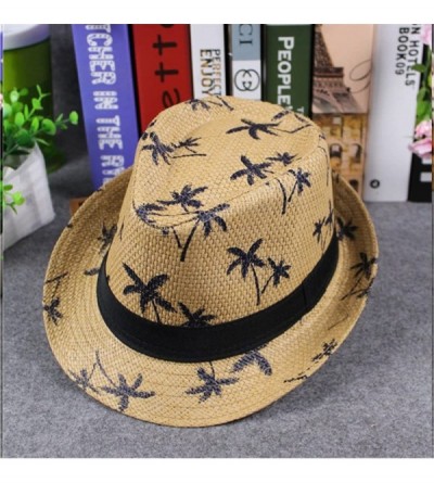 Berets Womens Sun Hat Floppy Foldable Ladies Women Maple Leaf Straw Beach Summer Hat Cap - Khaki - CE18IQ7N524 $9.62