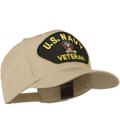 Baseball Caps US Navy Veteran Military Patched High Profile Cap - Khaki - CY11M6KDB2D $14.23