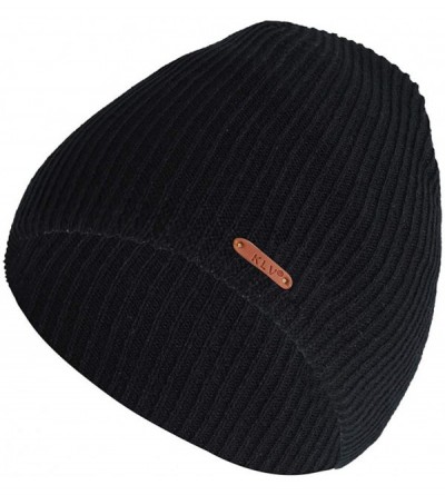 Skullies & Beanies Unisex Winter Warm Knitted Plain Skull Beanie Solid Color Slouchy Ski Hat - Black - CJ18LSEYQ4Y $19.08