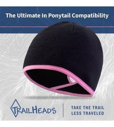 Skullies & Beanies Women's Ponytail Hat - Runner's Beanie - Black / Fast Pink - CO11B120WNX $22.39
