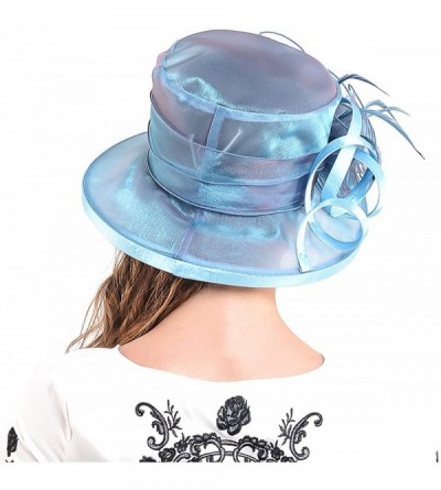 Sun Hats Lady Kentucky Derby Dress Church Wedding Party Hat Drown Brim S043 - Peacock Blue - C812D9O70PN $18.21