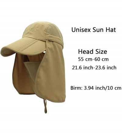 Sun Hats Neck Face Flap Outdoor Cap UV Protection Sun Hats Fishing Hat Quick-Drying UPF50+ - Khaki - C417Z3YIK3L $14.81