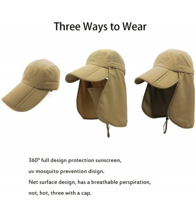 Sun Hats Neck Face Flap Outdoor Cap UV Protection Sun Hats Fishing Hat Quick-Drying UPF50+ - Khaki - C417Z3YIK3L $14.81