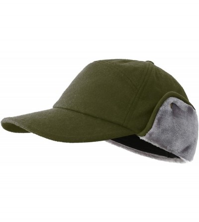 Baseball Caps Winter Hat with Brim Earflap Fitted Hat Faux Fur Baseball Cap for Men - Army Green - C418AST8NN6 $17.42