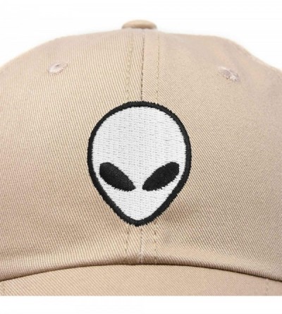 Baseball Caps Alien Head Baseball Cap Mens and Womens Hat - Khaki - CO18M64UHMQ $12.52