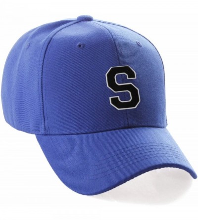 Baseball Caps Classic Baseball Hat Custom A to Z Initial Team Letter- Blue Cap White Black - Letter S - CT18IDUC4YZ $22.65