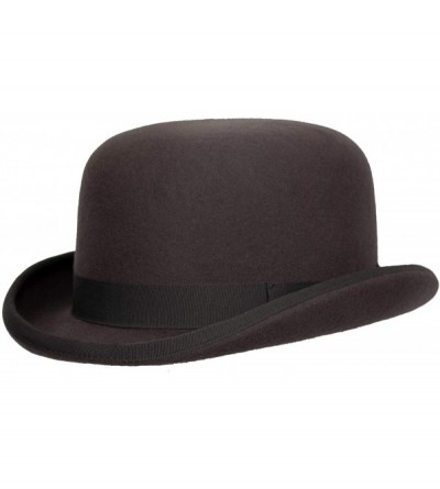 Fedoras Fleming Firm Felt Derby Bowler Hat 100% Wool - Grey - CN18GGC4809 $34.82