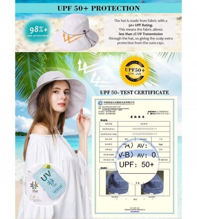 Sun Hats Womens 100% Cotton Bucket Sun Hat UPF 50 Chin Strap Adjustable Packable Wide Brim - 99024grey - CU18R0IWY7T $26.95