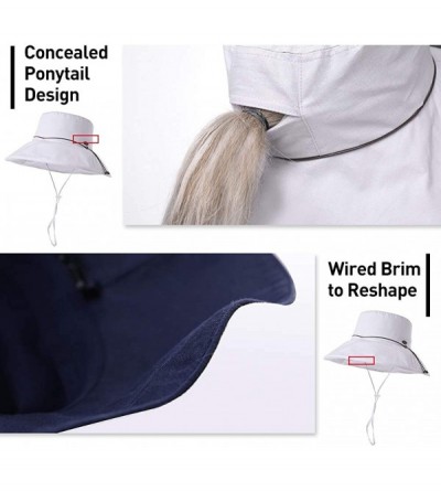 Sun Hats Womens 100% Cotton Bucket Sun Hat UPF 50 Chin Strap Adjustable Packable Wide Brim - 99024grey - CU18R0IWY7T $26.95