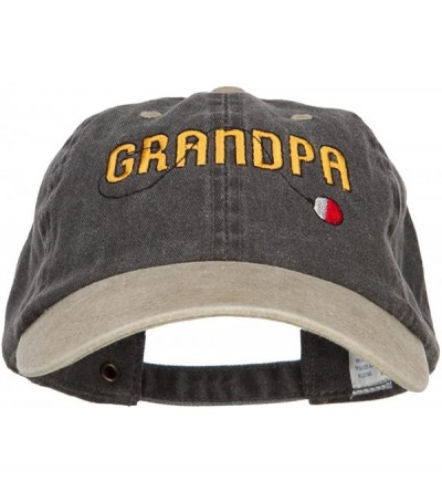 Baseball Caps Grandpa Fishing Embroidered Low Cap - Black Khaki - CD1822SXKH0 $21.61