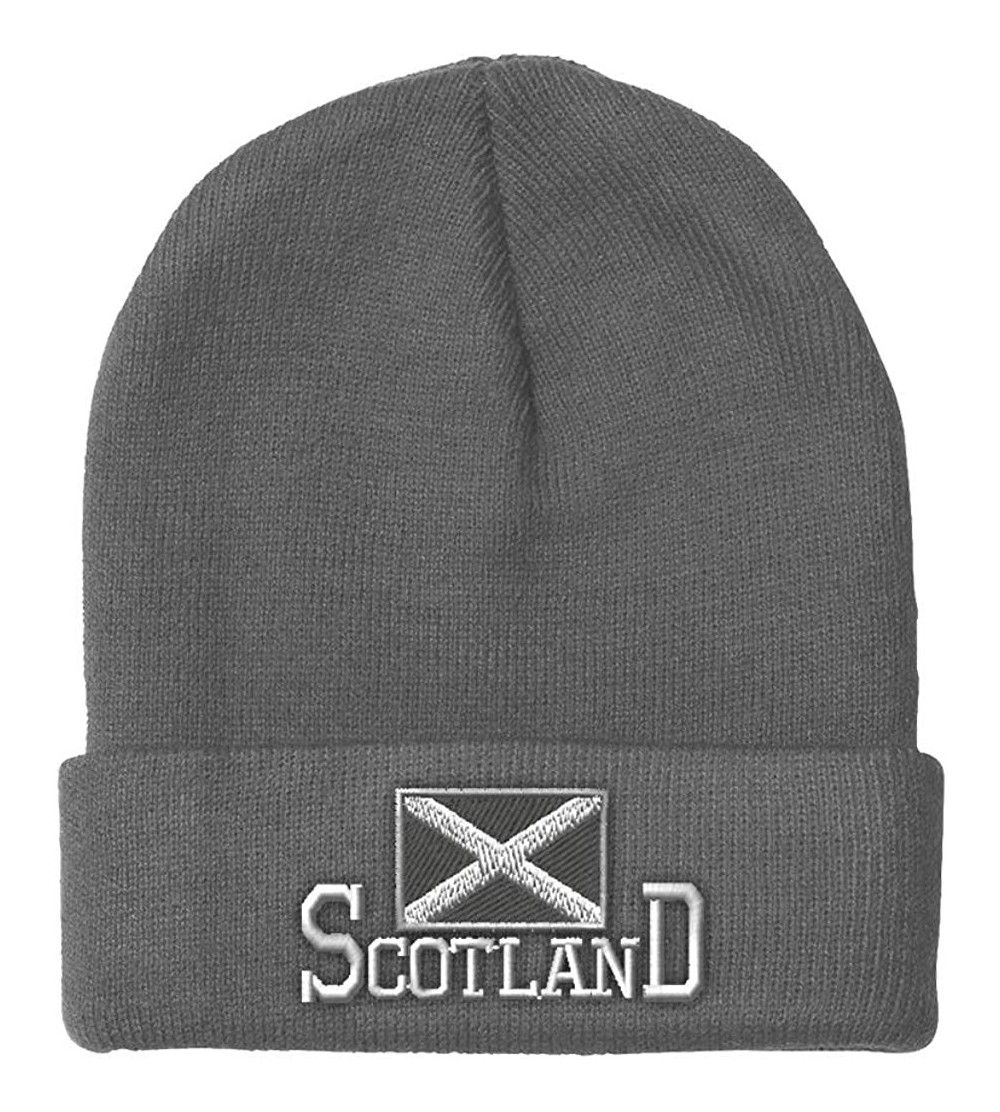 Skullies & Beanies Beanie for Men & Women Scotland Flag Scottish Black Embroidery Skull Cap Hat - Light Grey - CW18A90OQT6 $1...