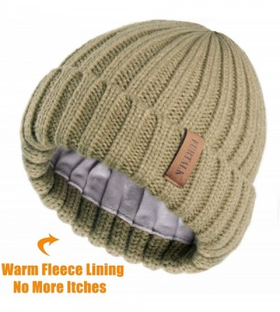 Skullies & Beanies Knit Beanie Hats for Women Men Double Layer Fleece Lined Chunky Winter Hat - Tree Green - C818UYEK733 $11.68
