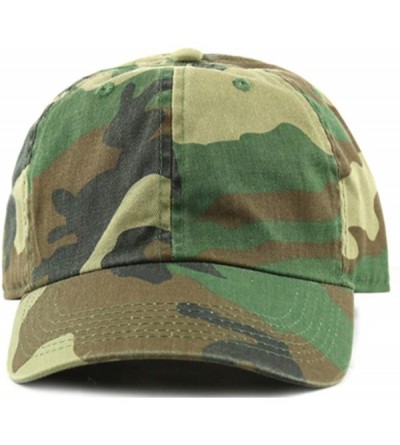 Baseball Caps Plain Stonewashed Cotton Adjustable Hat Low Profile Baseball Cap. - Woodland Camo - C112OC1M2QQ $8.74