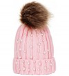 Bucket Hats Women Faux Fur Pom Pom Beanie Cap Fashion Winter Pearl Knit Ski Hat - Pink - C818LKDITWK $15.69
