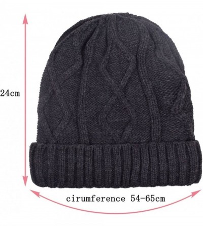 Skullies & Beanies Warm Beanies Wool Fleece Lined Winter Knit Hats Thick Skull Caps for Men Women - Gray - CK1870MYNM5 $17.43