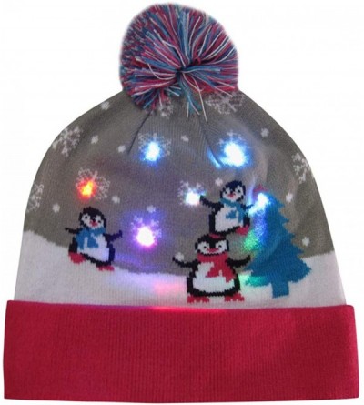 Bomber Hats LED Light-up Knitted Hat Ugly Sweater Holiday Xmas Christmas Beanie Cap - B - CD18ZMQK237 $10.03