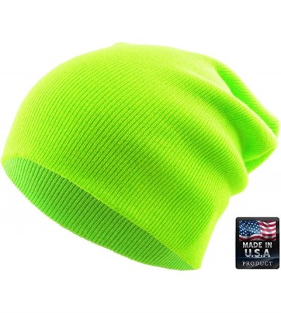 Skullies & Beanies Thick and Warm Mens Daily Cuffed Beanie OR Slouchy Made in USA for USA Knit HAT Cap Womens Kids - CC18768E...