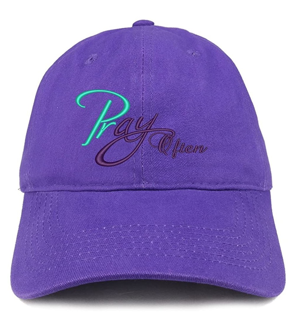 Baseball Caps Pray Often Embroidered Low Profile Brushed Cotton Cap - Purple - C7188TKY4ZW $16.59